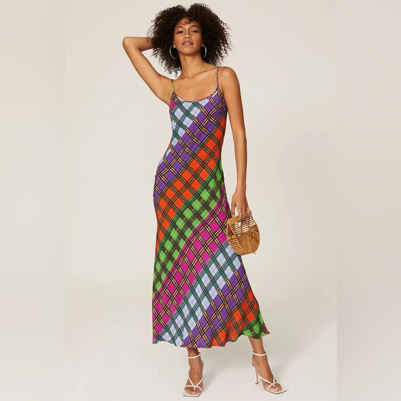 RIXO XL US12 Holly rainbow multicolor check print dress - Picture 2 of 16